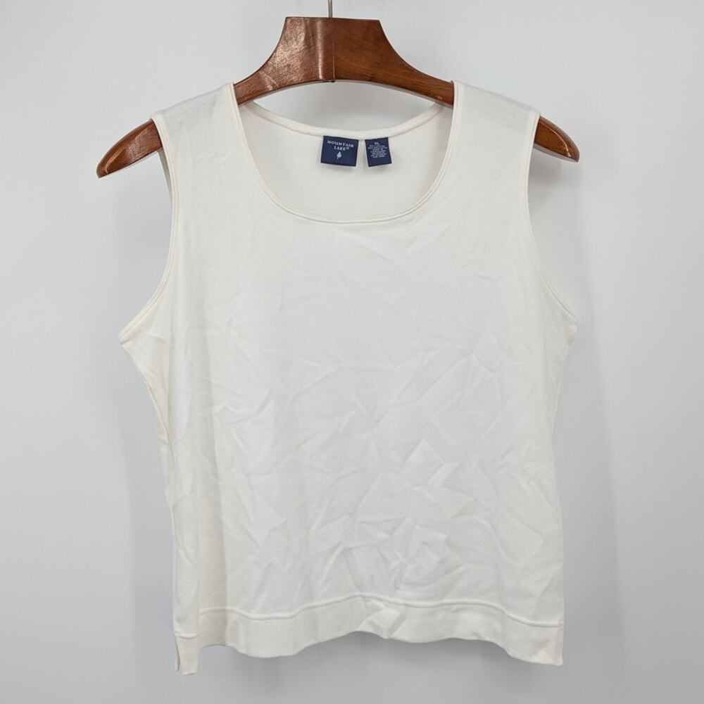 Vintage Mountain Lake Cream Sleeveless Tank Top Womens XL 90s